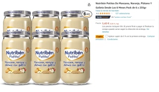 Pack 6 Nutribén Potitos De Manzana, Naranja, Plátano Y Galleta por 5.4€