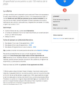 Fin de semana de 3 días / 2 noches desde tan solo 205€ por persona en Ïbiza