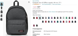 Eastpak Back To Work rugzak 27L Black Denim voor €29,99 bij Amazon