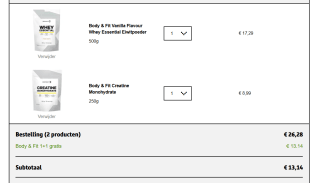 1+1 gratis op alles van Body en fit bij Kruidvat