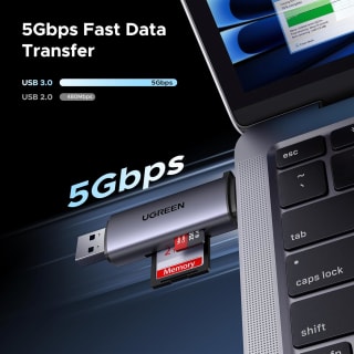 UGREEN USB-C en USB-A kaartlezer - USB 3.0 5Gbps voor €9,99 bij Amazon
