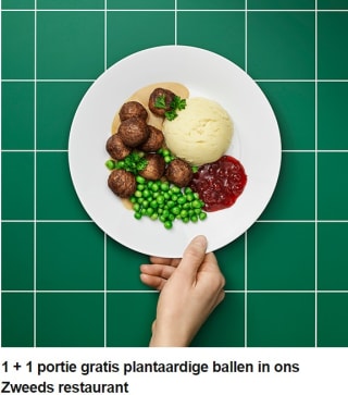 1 + 1 portie gratis plantaardige ballen in IKEA restaurant