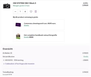 10% korting op alles van OM SYSTEM en Olympus + gratis Handboek Natuurfotografie bij CameraNU