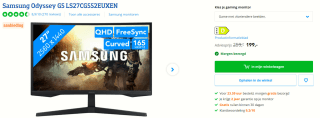 Samsung Odyssey G5 LS27CG552EUXEN - QHD Curved Gaming Monitor - 27 inch voor €199 bij Coolblue