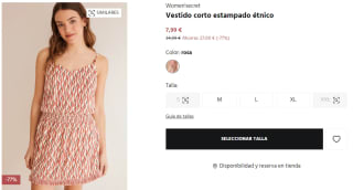 Vestido corto estampado étnico por 7.99€