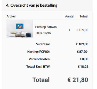 Eigen foto op XL canvas - 100x70cm voor €21,80 bij Fotoproducten