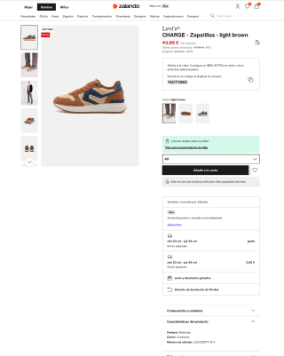 Zapatillas LEVI'S CHARGE piel Hombre por solo 37,35€