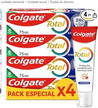 Pasta de Dientes Blanqueadora, 4 Uds x 75ml Colgate por 7,27€