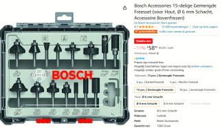 Bosch 15-Delige Gemengde Freesset 6mm voor €58,99 bij Amazon