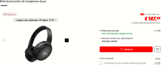 Bose Quietcomfort SE Zwart Special Edition met Softcase voor €147,93 bij de Mediamarkt