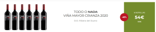6 Botellas de Todo o Nada Viña Mayor Crianza 2020 por 44€