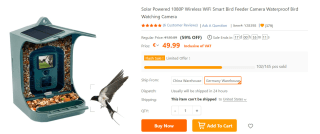 Solar Smart Vogelvoerhuisje met camera voor €49,99 bij TomTop