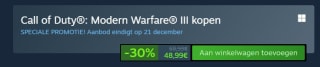 Call of Duty Modern Warfare III voor €48,99 via Steam
