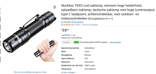 Extreem heldere Wurkkos TD02 Led-zaklamp voor €23,99 dmv code bij Amazon