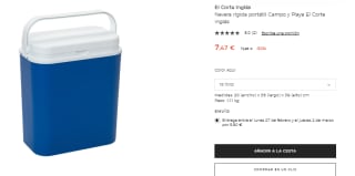 Nevera rígida portátil de 18 litros por 7,45€