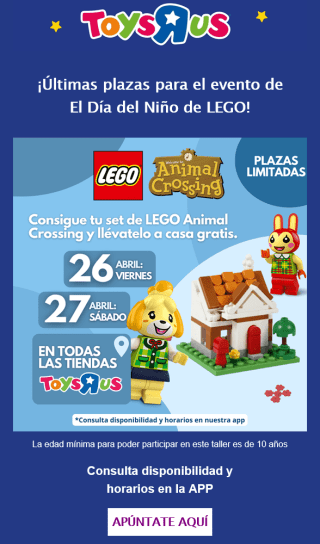Taller LEGO gratis en ToysRus