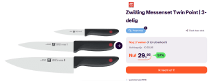 Zwilling Messenset Twin Point | 3-delig voor €29,95 bij Ibood