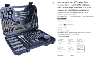 Bosch Accessories 103-delige TiN-gecoate boor- en schroefbitset voor €24,77 bij Amazon