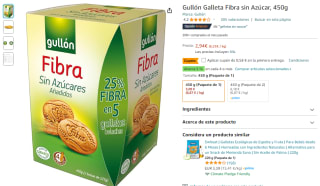 Gullón Galleta Fibra sin Azúcar de 450g por 2,36€