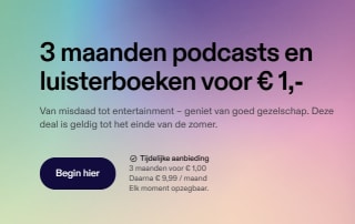 Podcasts en luisterboeken nu 3 maanden voor €1 bij Podimo