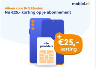 €25 korting op alle abonnementen bij Mobiel.nl via de ING winkel
