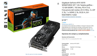 Tarjeta Gráfica Gigabyte GeForce RTX 5070 WINDFORCE SFF 12GB GDDR7 Reflex 2 RTX AI DLSS4 por 569,95€