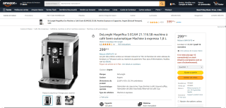 Machine à café Semi-automatique DeLonghi Magnifica S ECAM 21.116.SB à 299,99€