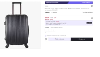 Maleta de Cabina 4 Ruedas de Viaje Semirigida 20.4€ (Cuenta Nueva 12.21€)