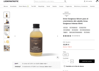 Grow Gorgeous Sérum Intense 60ml para el crecimiento del cabello por 28€