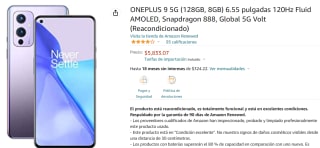 Oneplus 9 5G 128GB Reacondicionado a $5,833 en Amazon
