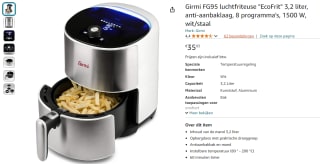 Girmi FG95 airfryer 3,2 L voor €35,03 bij Amazon