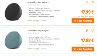 Diverse Amazon Echo apparaten vanaf €17,99 bij Notebooksbilliger
