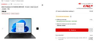 ASUS Vivobook 16 X1605VA-MB950W voor €742,93 bij de MediaMarkt