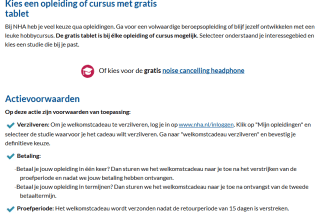 2e opleiding gratis + gratis tablet op hoofdtelefoon als je je inschrijft voor een opleiding bij NHA
