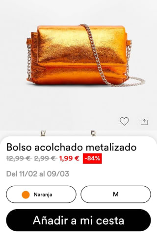 Bolso acolchado metalizado por 1,99€.