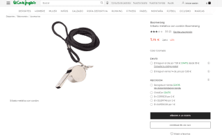 Silbato metálico con cordón de la marca Boomerang por 1,75€