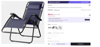 Tumbona Plegable Multiposiciones de 90x65x114cm por 30.6€ (Cuenta Nueva 18.6€)