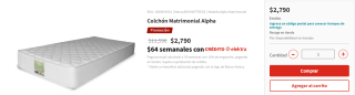 Colchón matrimonial Alpha por $2,790 en Elektra