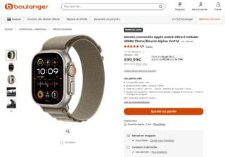 Montre connectée APPLE WATCH Ultra 2 Cellular 49MM Titane/Boucle Alpine Vert M à 699,99€