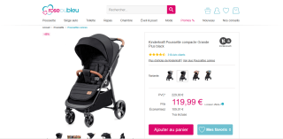 Poussette compacte Kinderkraft Grande Plus black à 119,99€