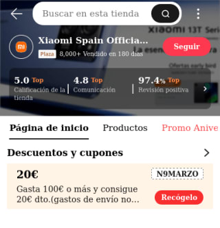 Codigo 20€ Descuento en pedidos de 100€ en Tienda Xiaomi en AliExpress