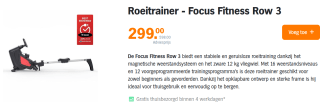 Focus Fitness Row 3 Roeitrainer voor €299 bij Albert Heijn