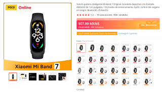 Xiaomi Mi Band 7 a $464 en AliExpress con MP