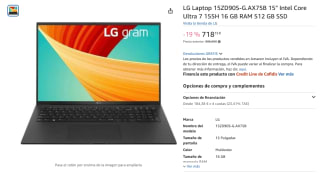 Portátil LG Laptop 15ZD90S-G AX75B 15" Intel Core Ultra 7 155H 16 GB RAM 512 GB SSD por 718,15€