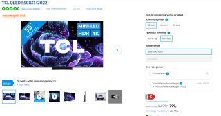 TCL 55C831 - 55 inch - 4K MiniLED - 2022 voor €799 bij Coolblue