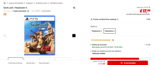 Sand Land voor €17,99 bij de Mediamarkt