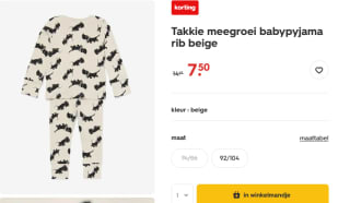 Takkie meegroei babypyjama rib beige voor €7,50 bij de Hema