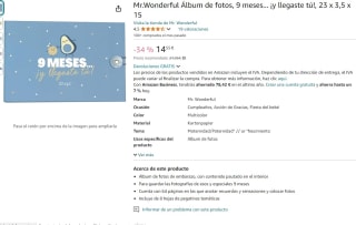 Álbum de fotos, 9 meses... ¡y llegaste tú!, 23 x 3,5 x 15 Mr Wonderful por 14,55€