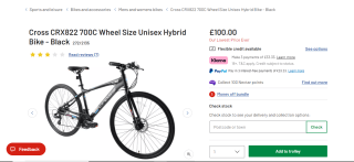 Cross CRX822 Unisex Hybrid Bike – £100