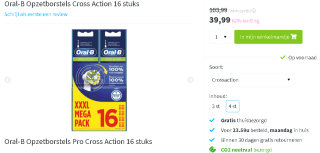 16 Oral-B Cross Action opzetborstels voor €39,99